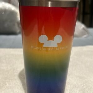 Disney Parks Pride Cup Rainbow Mickey Mouse New With Lanyard